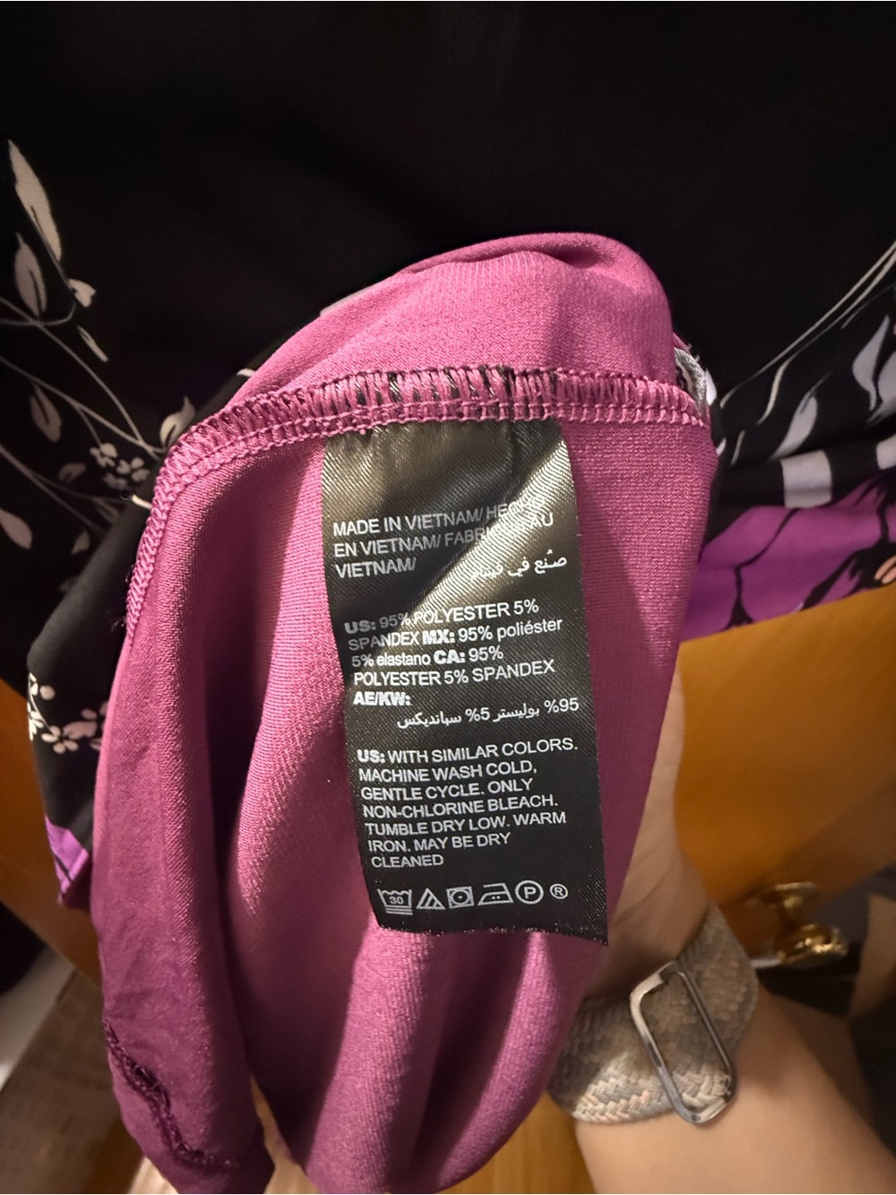White House Black Market Black Dress with Purple Floral Print - Picture 7 of 9